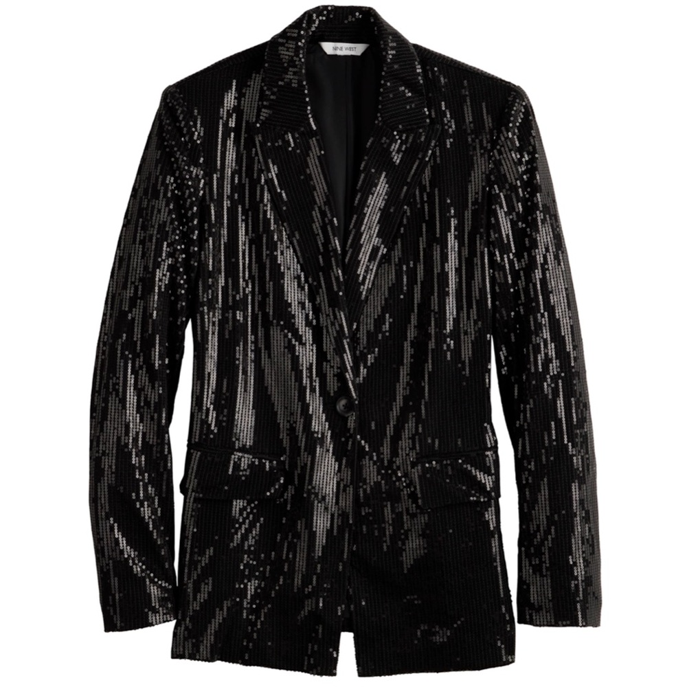 Nine West All Over Sequin One Button Blazer, Black, Sz XXL - Picture 13 of 13